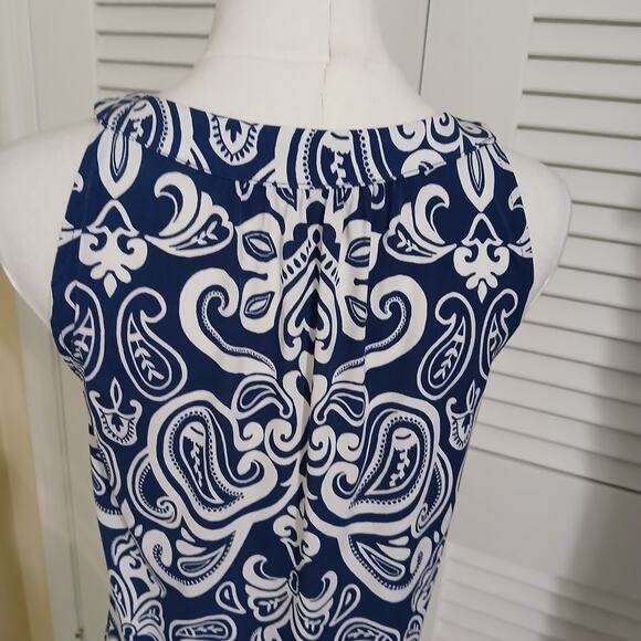 Apt 9 Small Halter Style Beaded Rounded-v-Neck Royal Blue White paisley A-line - Picture 11 of 15